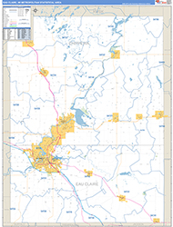 Eau Claire Metro Area Wall Map Basic Style 2026